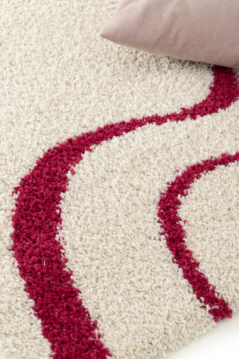 Hochflor Teppich - Mirage Méandre Elfenbein/Himbeere Hochflor Teppich - Mirage Méandre Elfenbein/Himbeere