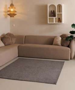 Kurzflor Teppich Quadratisch Fine - Grau