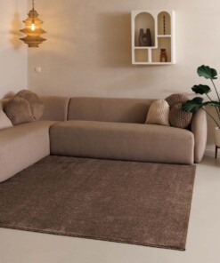 Kurzflor Teppich Quadratisch Fine - Mocca