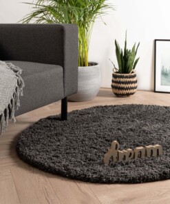 Hochflor Teppich Rund Cozy Shaggy - Dunkelgrau - sfeer