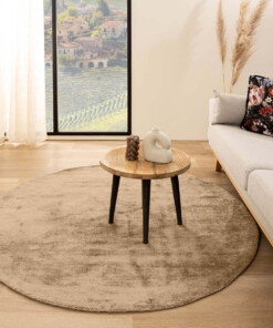 Viskose Teppich Rund - Glamour Braun