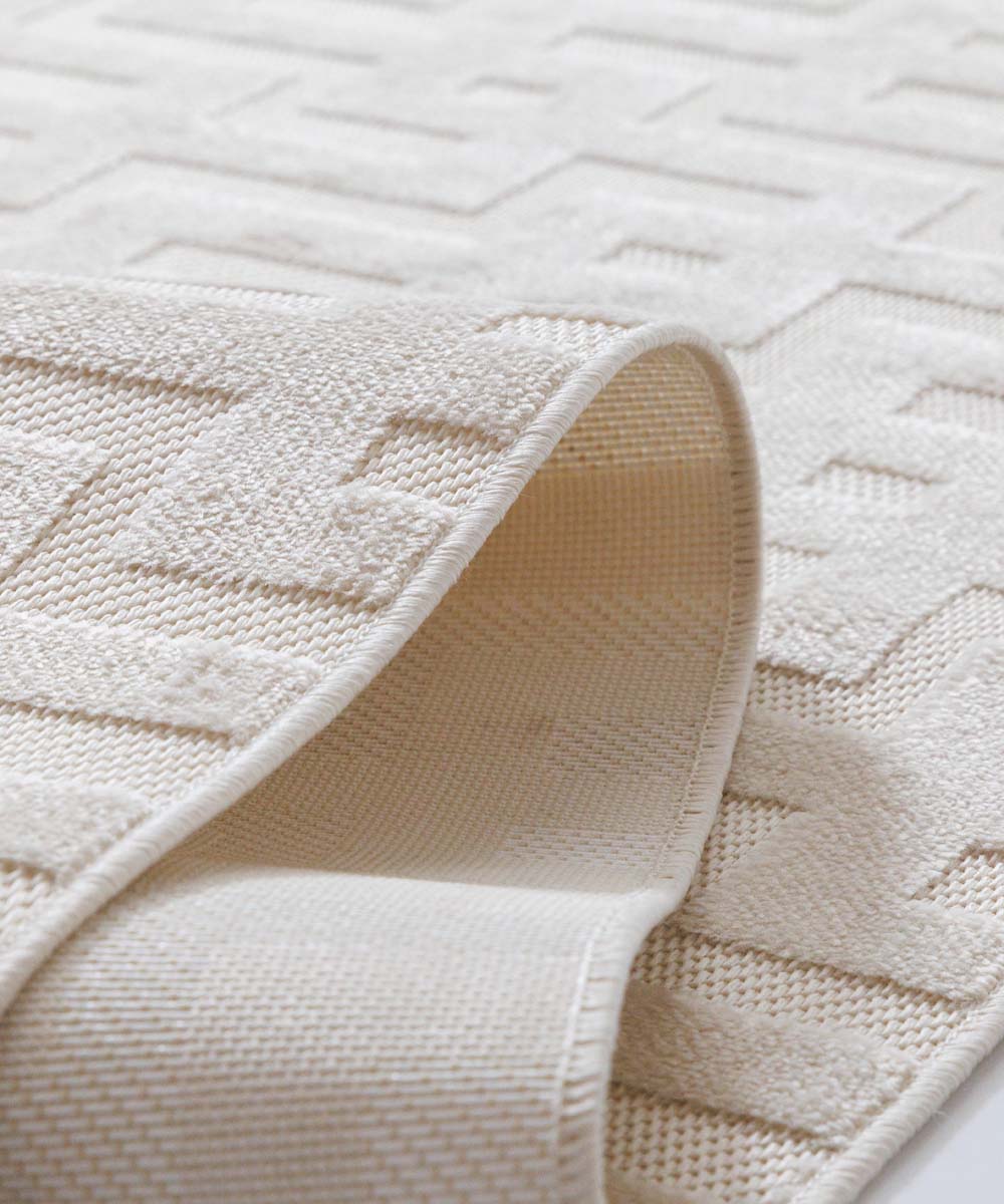 Balkonteppich - Elvora Grid Creme - close up Balkonteppich - Elvora Grid Creme - close up