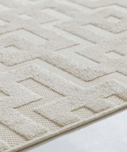 Balkonteppich - Elvora Grid Creme - close up
