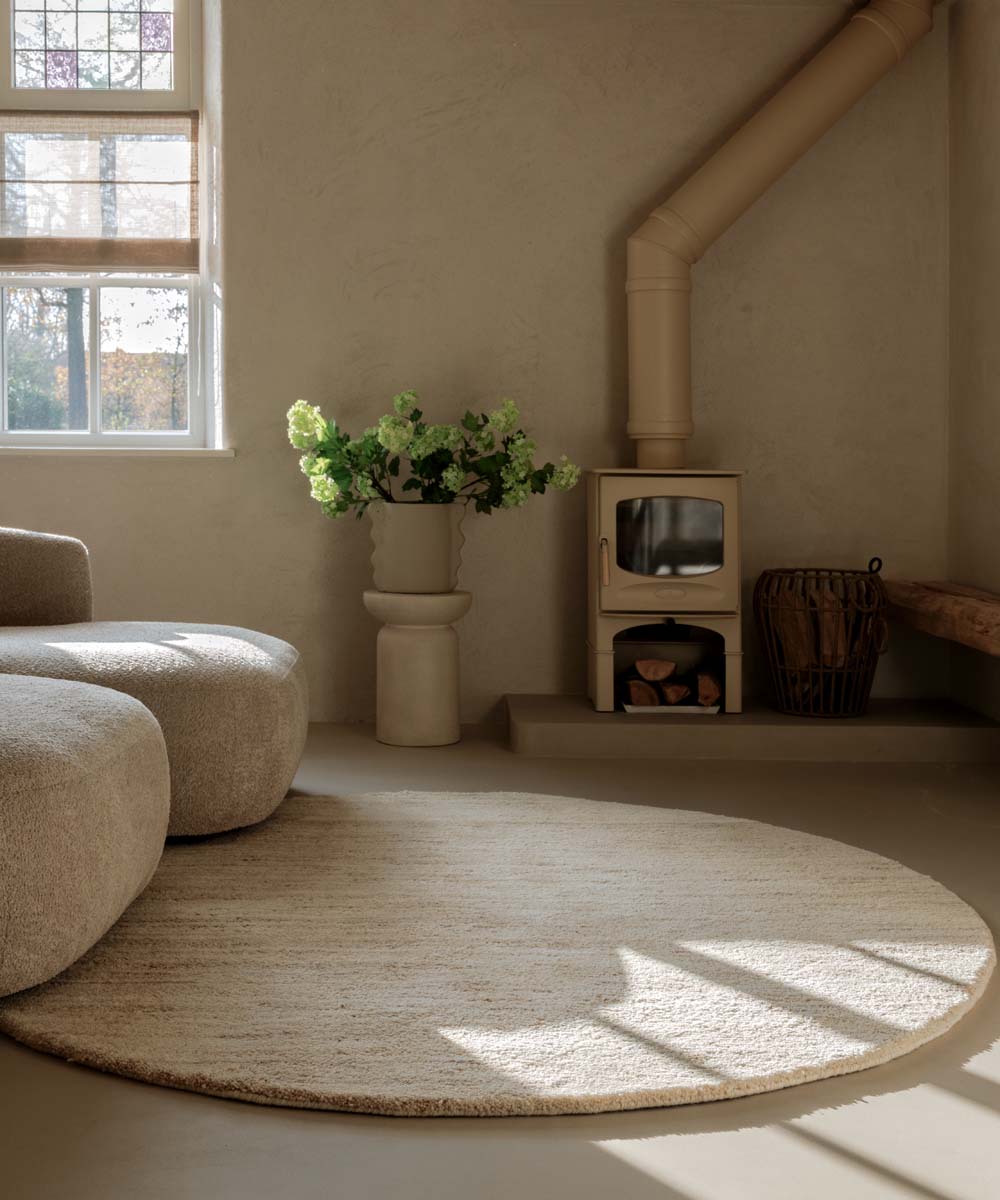 Runder Berberteppich - Nomad Beige - sfeer Runder Berberteppich - Nomad Beige - sfeer