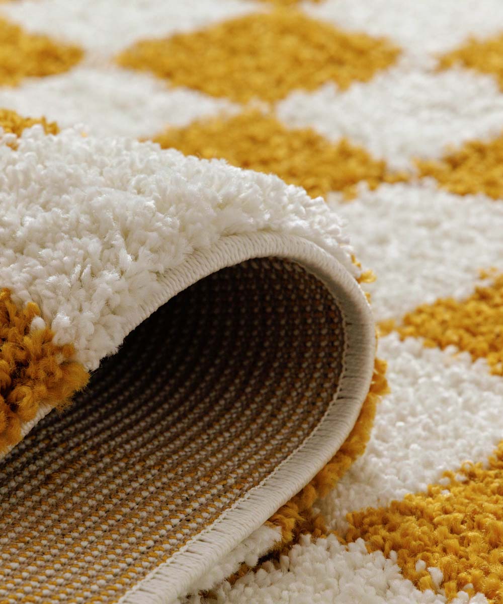 Schachbrett Teppich - Check Elfenbein/Gold - close up Schachbrett Teppich - Check Elfenbein/Gold - close up