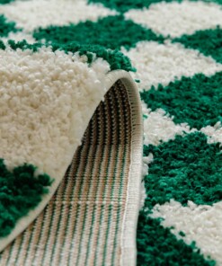 Teppich Schachbrettmuster - Check Elfenbein/Jade - close up