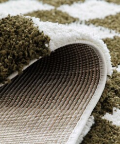 Schachbrett Teppich - Check Elfenbein/Olivgrün - close up, thumbnail Schachbrett Teppich - Check Elfenbein/Olivgrün - close up, thumbnail