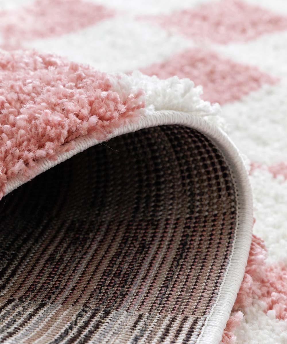 Schachbrett Teppich - Check Elfenbein/Pink - close up Schachbrett Teppich - Check Elfenbein/Pink - close up