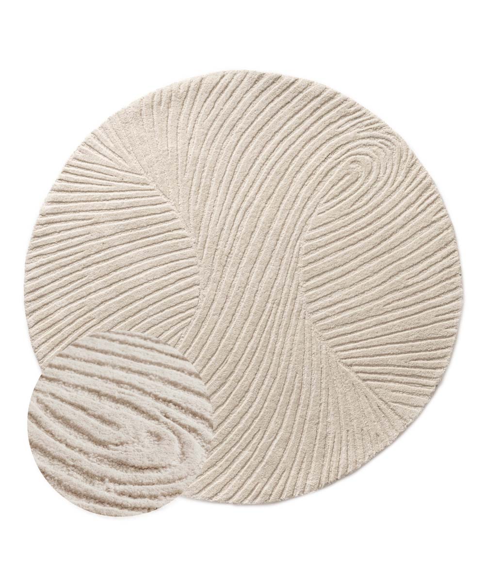 Runder Design Teppich - Balans Tree Elfenbein - overzicht Runder Design Teppich - Balans Tree Elfenbein - overzicht