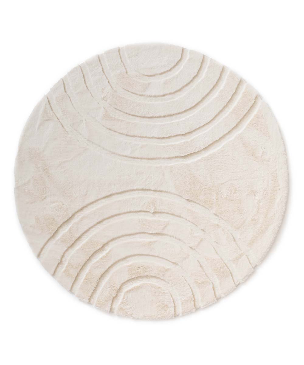 Runder Flauschiger Teppich - Carvy Creme - overzicht Runder Flauschiger Teppich - Carvy Creme - overzicht