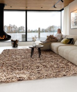 Hochflor Wollteppich - Aurelia creme/braun - sfeer