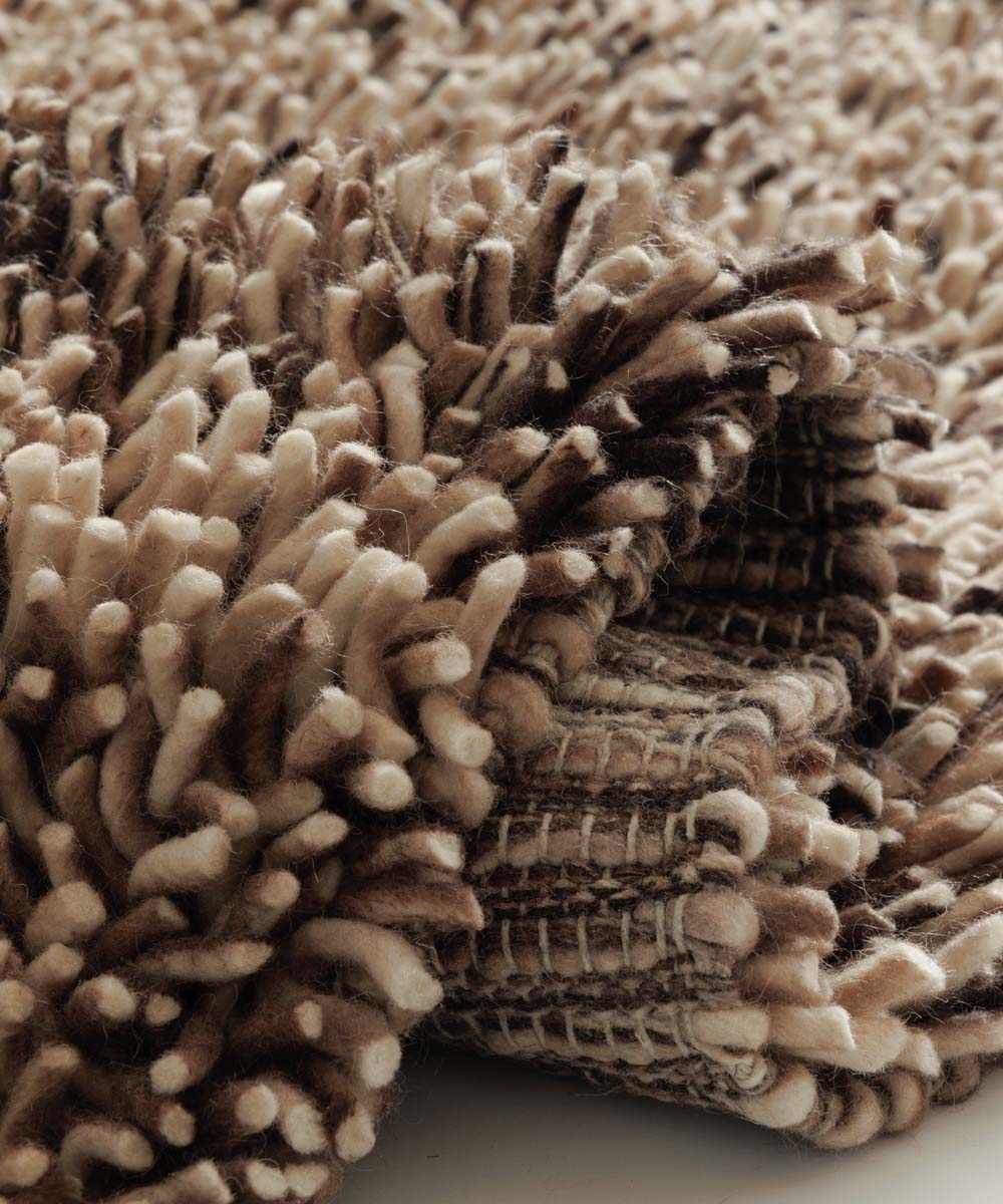 Hochflor Wollteppich - Aurelia creme/braun - close up Hochflor Wollteppich - Aurelia creme/braun - close up