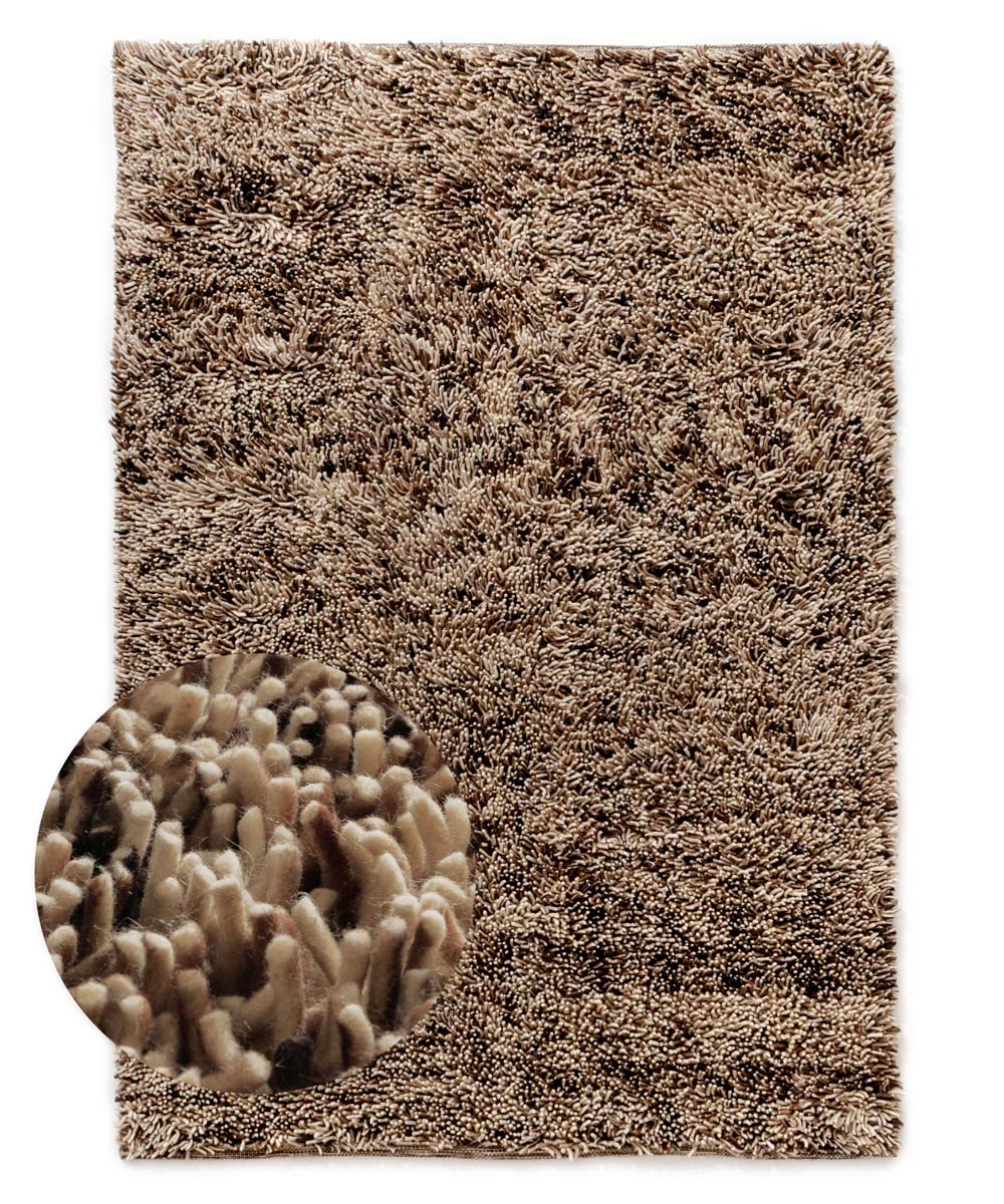 Hochflor Wollteppich - Aurelia creme/braun - overzicht Hochflor Wollteppich - Aurelia creme/braun - overzicht