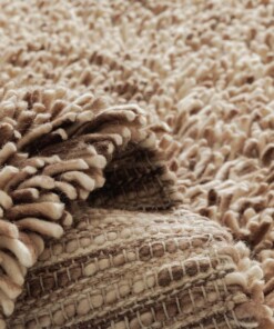 Hochflor Wollteppich - Aurelia elfenbein/beige - close up, thumbnail