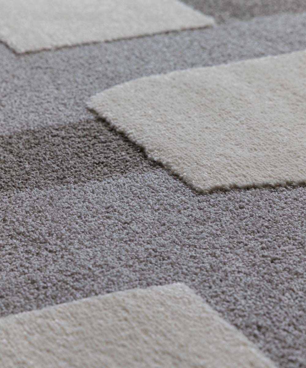 Skandinavischer Teppich - Ridge Elv Creme/Grau - close up Skandinavischer Teppich - Ridge Elv Creme/Grau - close up