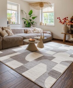 Skandinavischer Teppich - Ridge Elv Creme/Grau - sfeer