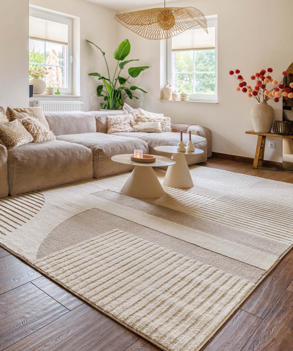 Skandinavischer Teppich - Ridge Sora Creme/Beige - sfeer Skandinavischer Teppich - Ridge Sora Creme/Beige - sfeer