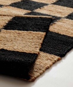 Teppich Jute - Patch natur/schwarz - close up