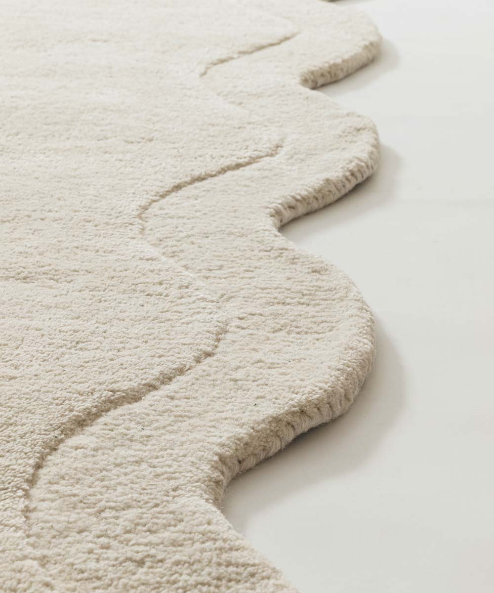 Organischer Design Teppich - Balans Swirl Elfenbein - close up Organischer Design Teppich - Balans Swirl Elfenbein - close up