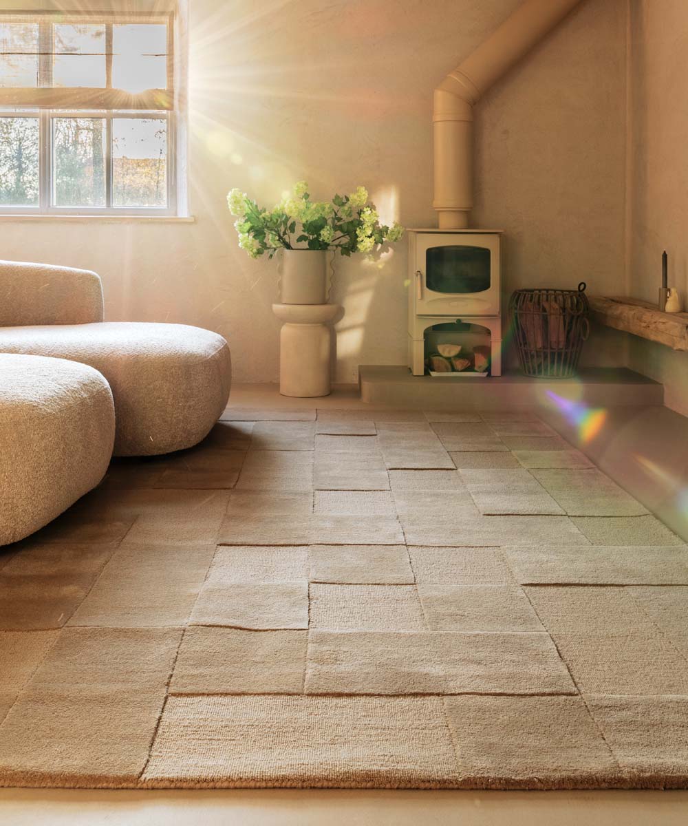 Retro Teppich - Summit Check beige - sfeer Retro Teppich - Summit Check beige - sfeer