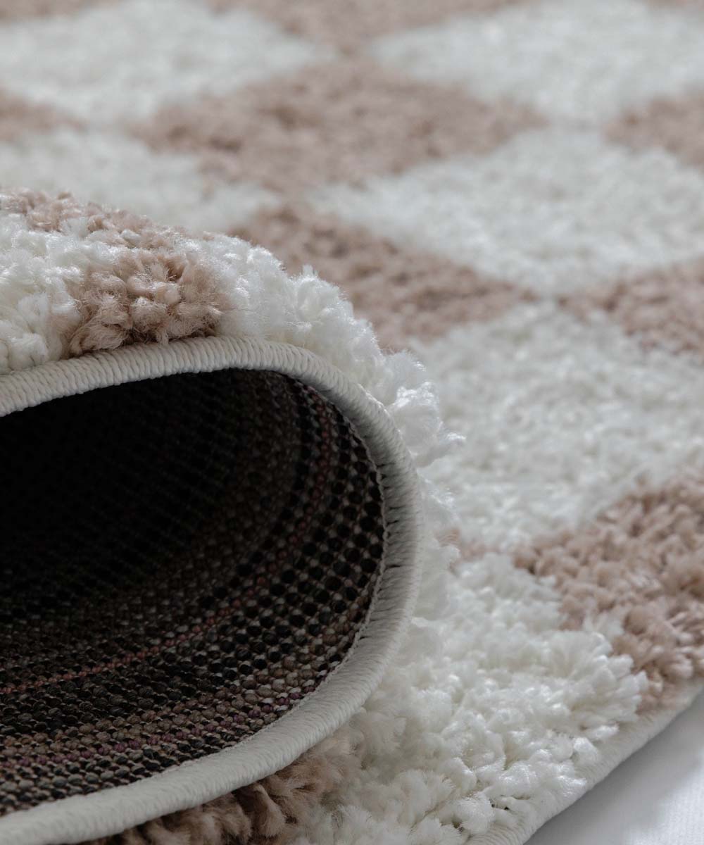 Schachbrett Teppich - Check Elfenbein/Beige - close up Schachbrett Teppich - Check Elfenbein/Beige - close up