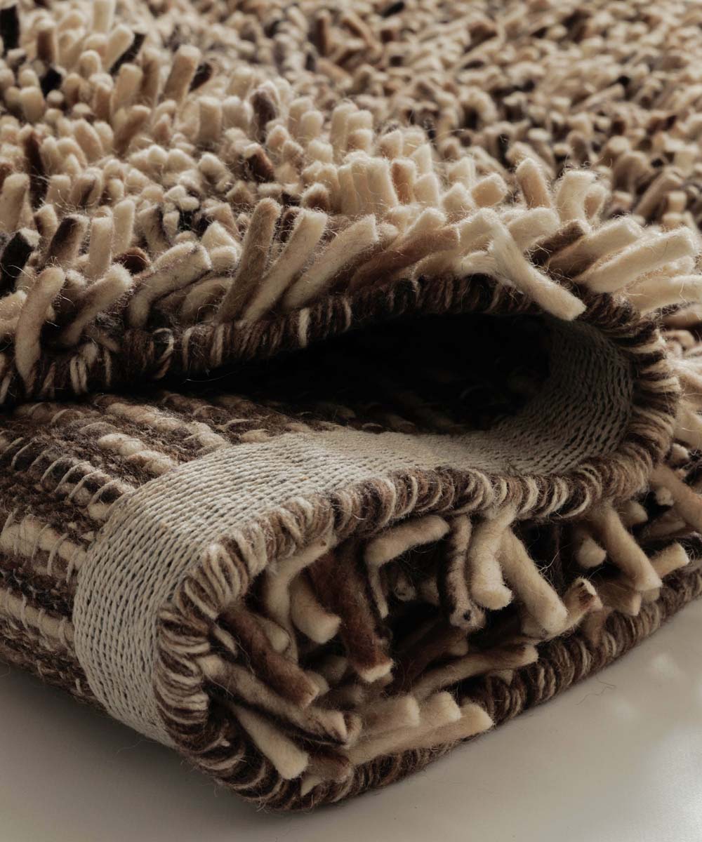 Runder Wollteppich - Aurelia creme/braun - close up Runder Wollteppich - Aurelia creme/braun - close up