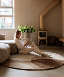 Runder Wollteppich - Dune Beige - sfeer