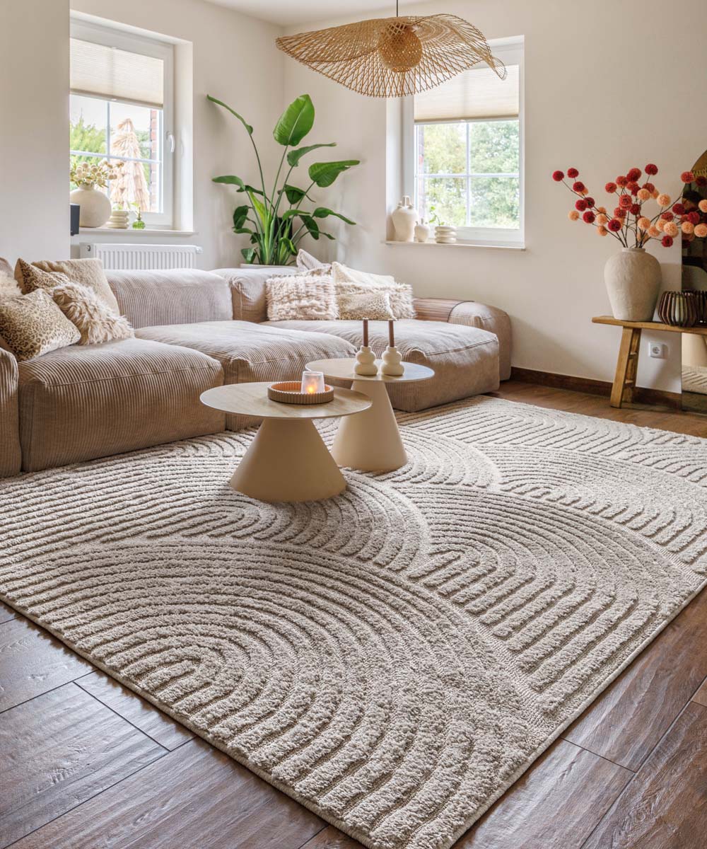 Teppich Skandinavisch - Arc Curve Beige - sfeer Teppich Skandinavisch - Arc Curve Beige - sfeer