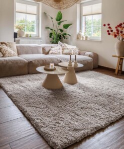 Teppich Quadratisch Hochflor - Cozy Shaggy Beige - sfeer