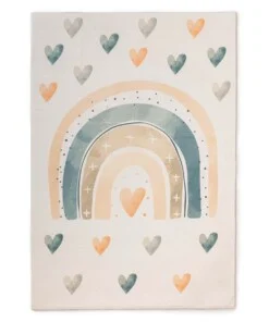 Waschbarer Kinderteppich - Fluffito Herzen Bunt - overzicht