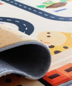 Waschbarer Kinderteppich - Snugway Bauen Bunt - close up
