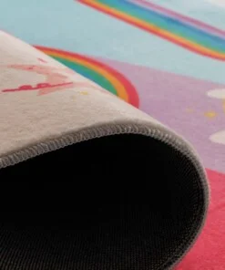 Waschbarer Kinderteppich - Snugway Einhorn Bunt - close up, thumbnail