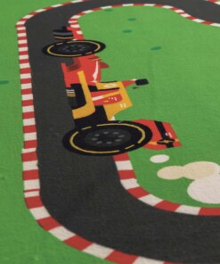Waschbarer Kinderteppich - Snugway Rennen Bunt - close up, thumbnail Waschbarer Kinderteppich - Snugway Rennen Bunt - close up, thumbnail