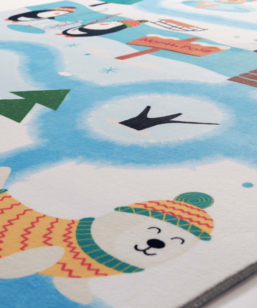 Waschbarer Kinderteppich - Snugway Winter Weiß/Blau - close up Waschbarer Kinderteppich - Snugway Winter Weiß/Blau - close up