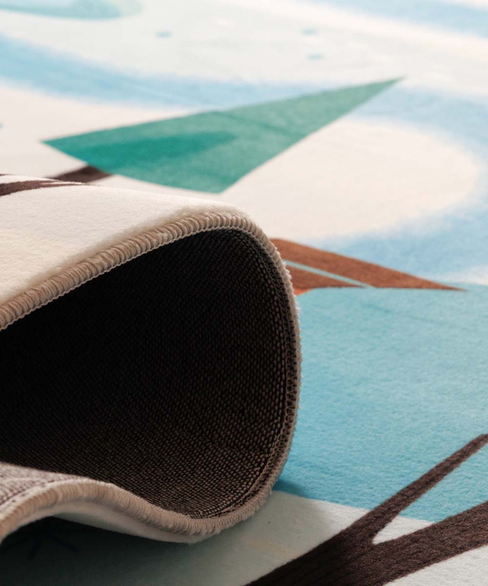 Waschbarer Kinderteppich - Snugway Winter Weiß/Blau - close up Waschbarer Kinderteppich - Snugway Winter Weiß/Blau - close up