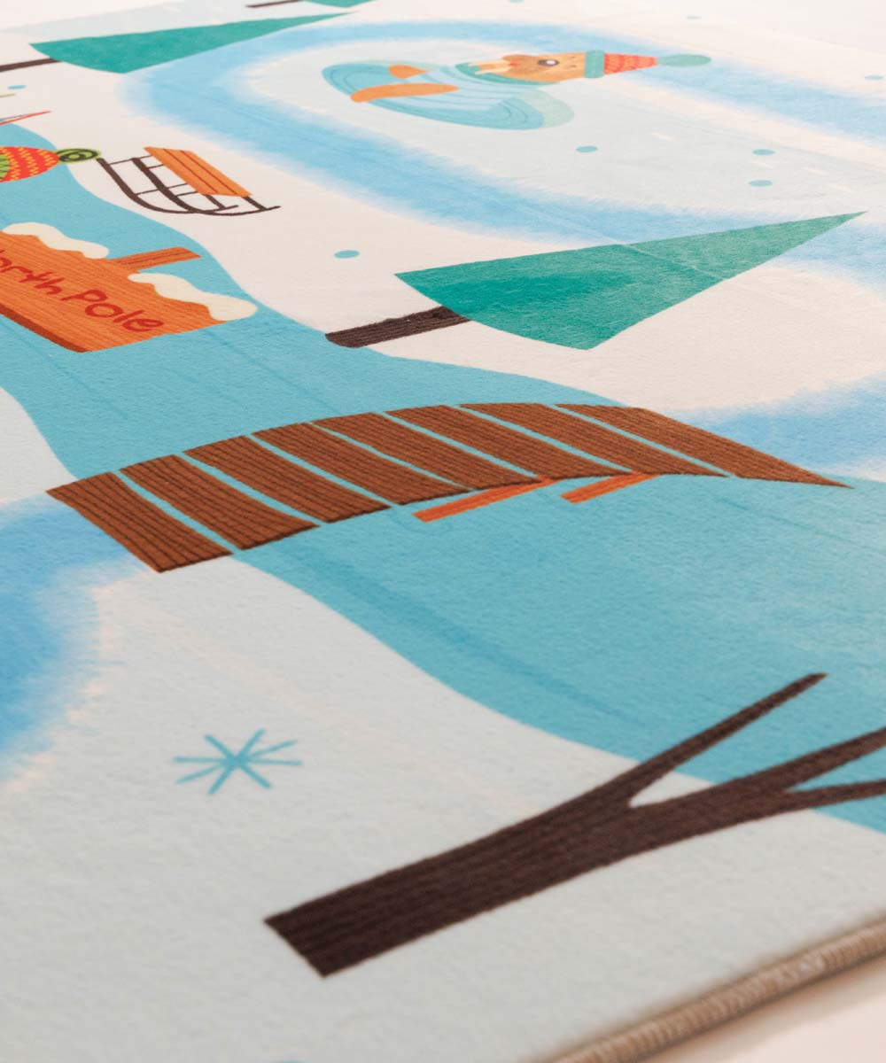 Waschbarer Kinderteppich - Snugway Winter Weiß/Blau - close up Waschbarer Kinderteppich - Snugway Winter Weiß/Blau - close up