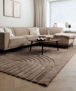 Flauschiger Teppich - Carvy Taupe - sfeer