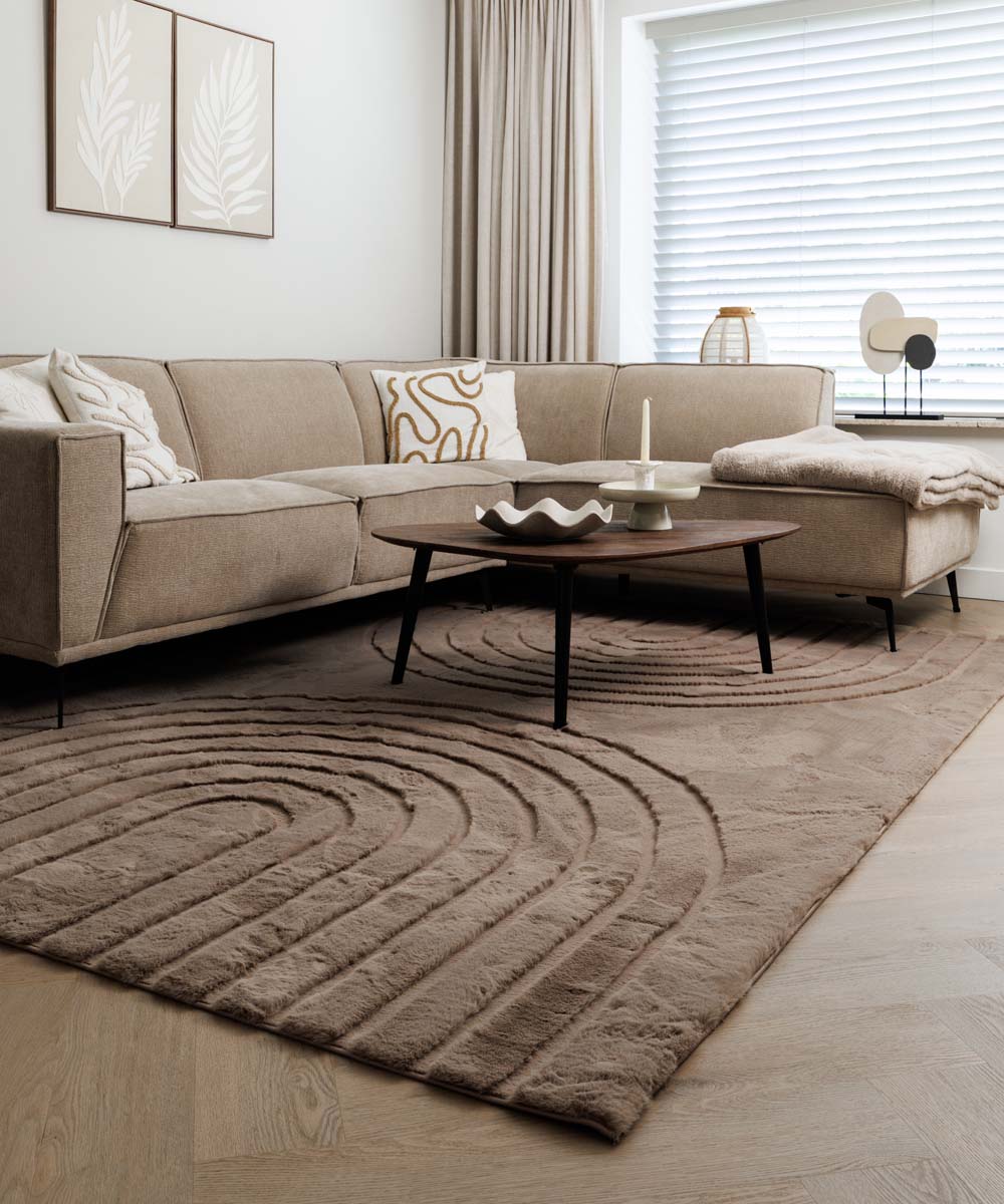 Flauschiger Teppich - Carvy Taupe - sfeer Flauschiger Teppich - Carvy Taupe - sfeer
