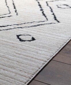 Berber Teppich Beni Ouarain Bahij - Creme/Schwarz - close up, thumbnail