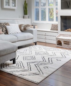 Berber Teppich Beni Ouarain Bahij - Creme/Schwarz - sfeer