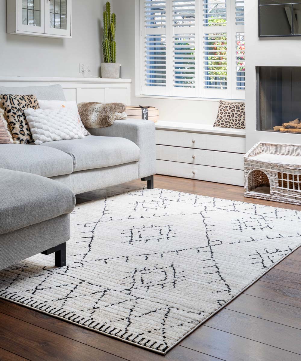 Berber Teppich Beni Ouarain Sufian - Creme/Schwarz - sfeer Berber Teppich Beni Ouarain Sufian - Creme/Schwarz - sfeer