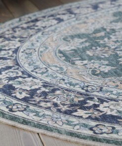 Outdoor Teppich Oval Vintage - Valenca Nova Dunkelgrün - close up, thumbnail