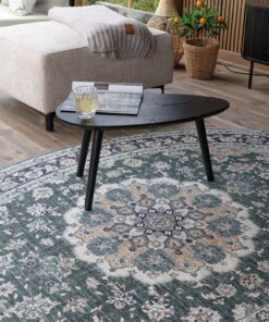 Outdoor Teppich Oval Vintage - Valenca Nova Dunkelgrün - close up, thumbnail