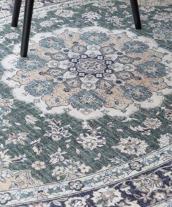 Outdoor Teppich Oval Vintage - Valenca Nova Dunkelgrün - close up, thumbnail