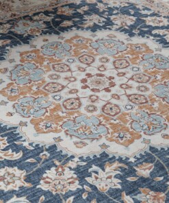 Outdoor Teppich Quadratisch Vintage - Valenca Nova Gold/Blau - close up, thumbnail