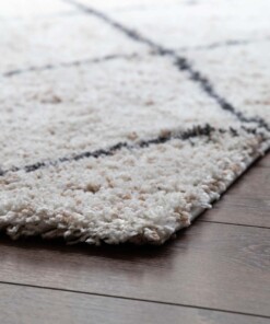 Teppich Rautenmuster Hochflor Artisan - Weiß/Grau - close up, thumbnail Teppich Rautenmuster Hochflor Artisan - Weiß/Grau - close up, thumbnail