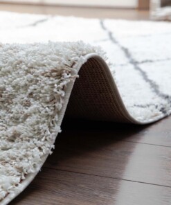 Teppich Quadratisch Rautenmuster Hochflor Artisan - Weiß/Grau - close up, thumbnail