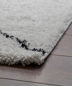 Hochflor Teppich Quadratisch Berber Artisan - Weiß/Schwarz - close up, thumbnail Hochflor Teppich Quadratisch Berber Artisan - Weiß/Schwarz - close up, thumbnail