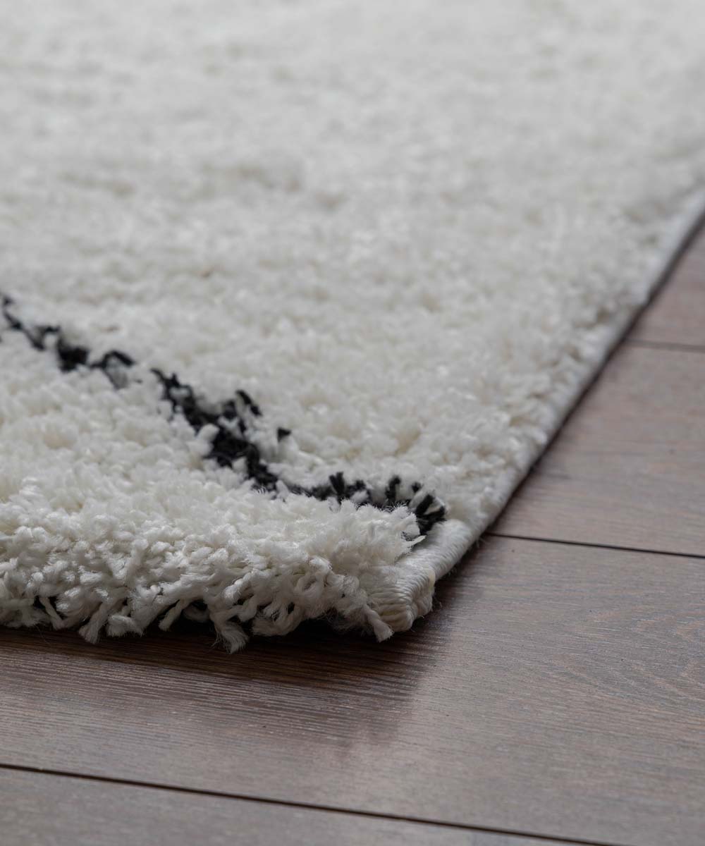 Hochflor Teppich Quadratisch Berber Artisan - Weiß/Schwarz - close up Hochflor Teppich Quadratisch Berber Artisan - Weiß/Schwarz - close up