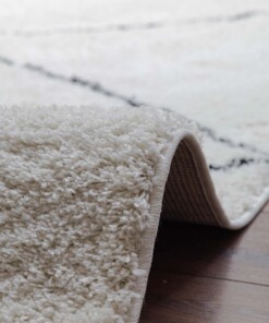 Hochflor Teppich Berber Artisan - Weiß/Schwarz - close up, thumbnail